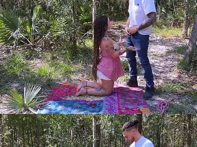 A super sexy brunette massages her big boobs