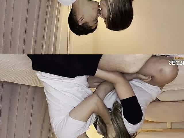 My gf's parents weren't home so we filmed a sex tape on their couch