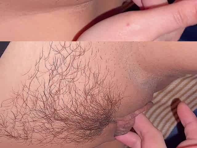Real masturbation . Her fingers are very gently caressing a petite love button