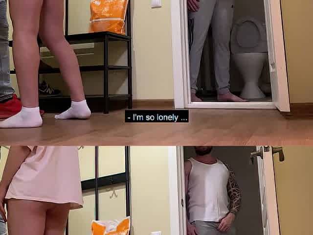 Delivery Man Cum inside me whilst Spouse Watching