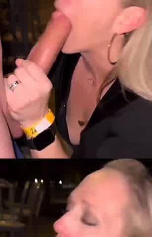 Blonde Hotwife Deepthroating A Big Cock