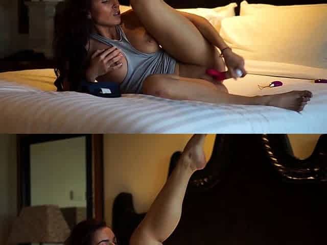 Solo big ass brunette uses toy