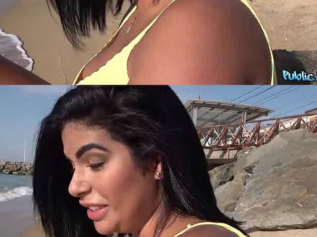 Public Agent - Her large breasts bouce during the time that getting banged in the outdoor pool