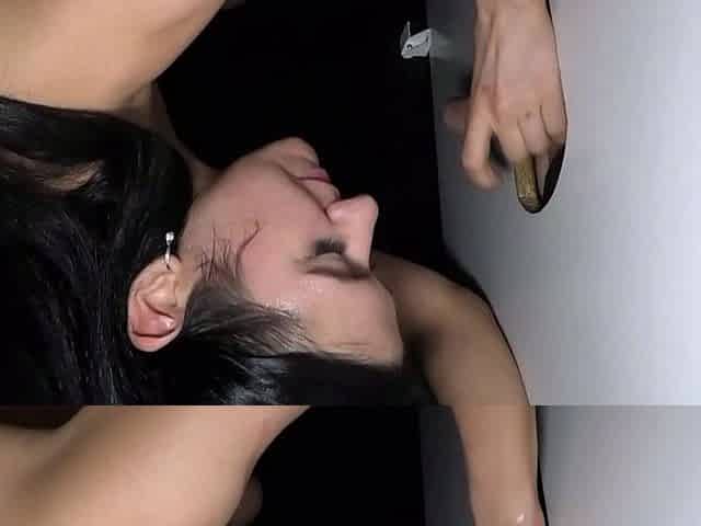 Glory hole blowjob busty amateur blonde fucking in stall
