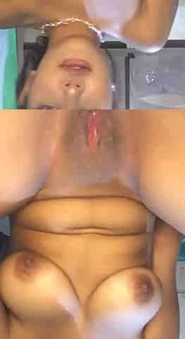 Indonesian bigtits finger fucking her creamy pink pussy