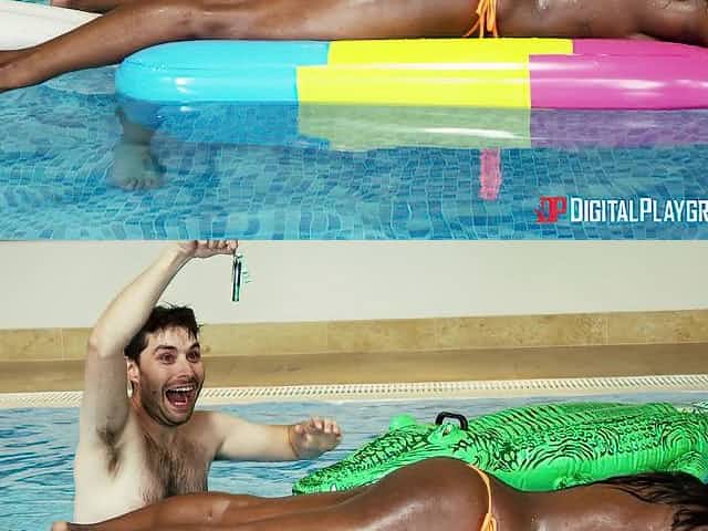 Jai James seduces a lucky guy for a shag in a swimming pool