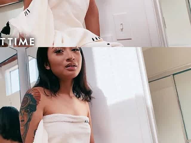 This Asian beauty fingers herself in the shower