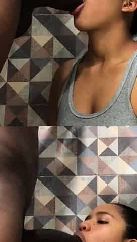 CUM! cute brunette with big tits sucks my big cock until I