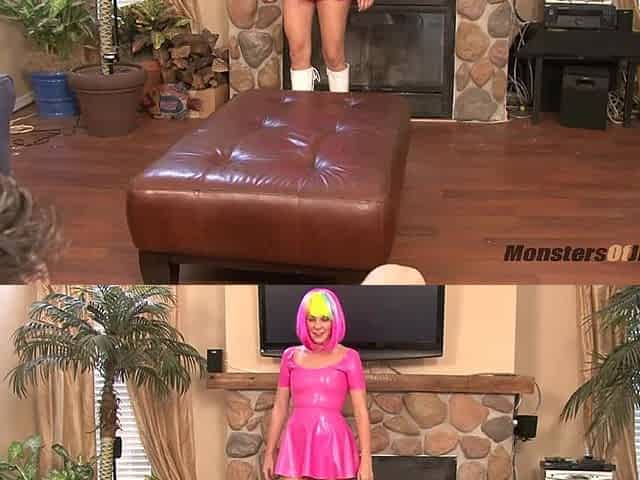 Costumed Freaks Massive Cumshot From Footjob