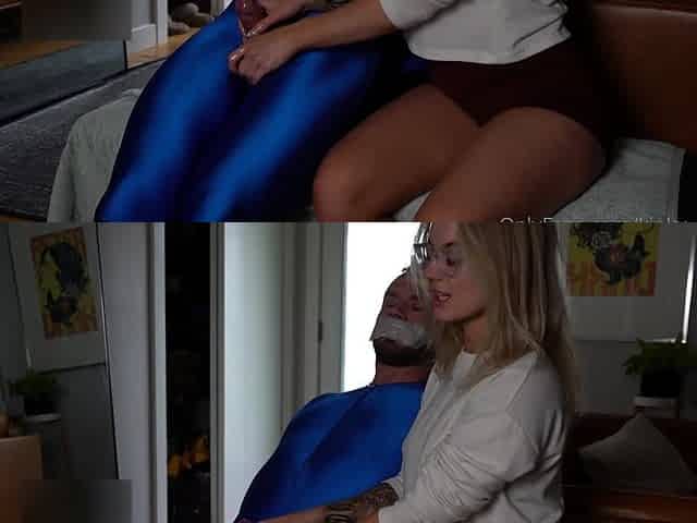 Blowjob and handjob from slutty amateur blonde