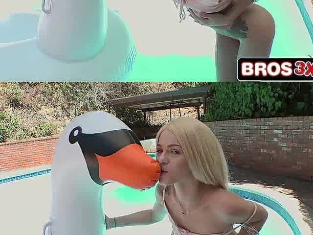 Golden-haired Teen Goes Insane on a Huge White Jock