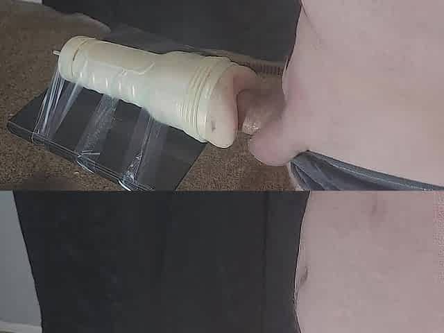 Banging a taut butthole fleshlight, groaning and orgasming!