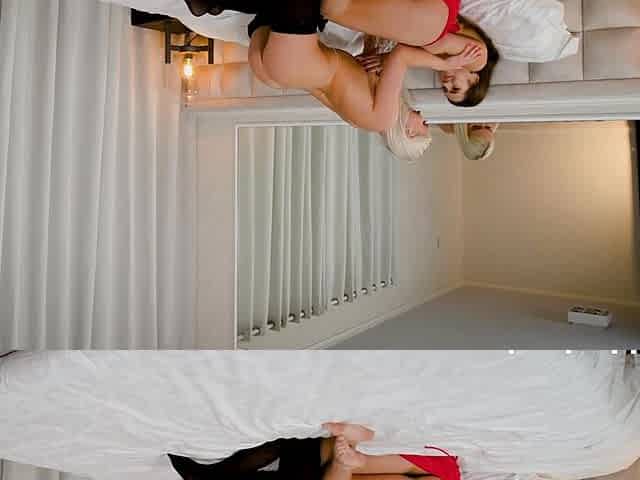 Lesbian sex with Serina Gomez and Marylin Sugar in stockings