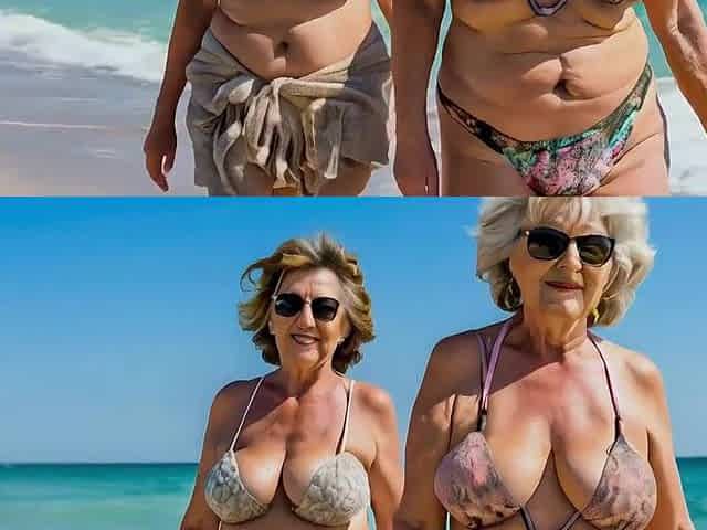 lesbo granny on the beach