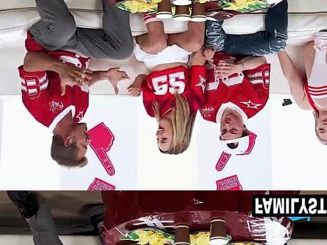 Parents and stepsiblings foursome for a touchdown