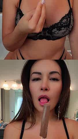 Busty curly brunette with big boobs fucks on couch