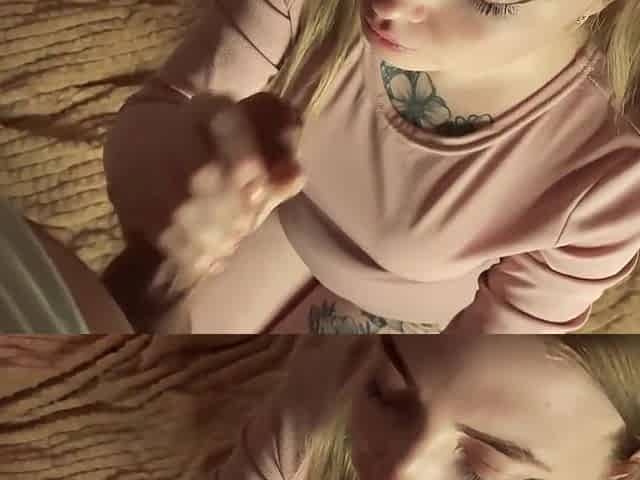 Girl In A Beautiful Bodysuit Gives Blowjob Facial