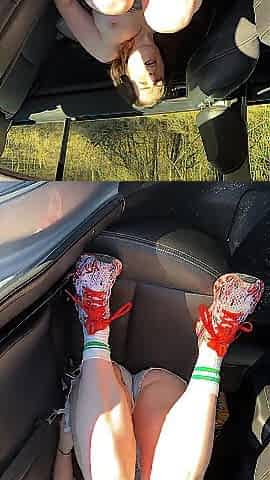 Nearly caught masturbating in car!