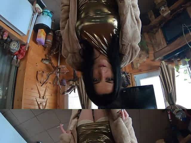 Golden Dress, Fur & Smoking - Hairy Pussy, Deep Blowjob & Hard Doggy on a Freezer