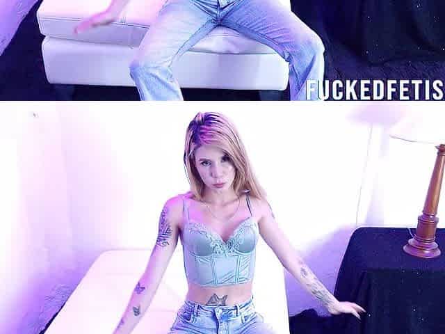 Blond slender latin hotty bluejean precious butt