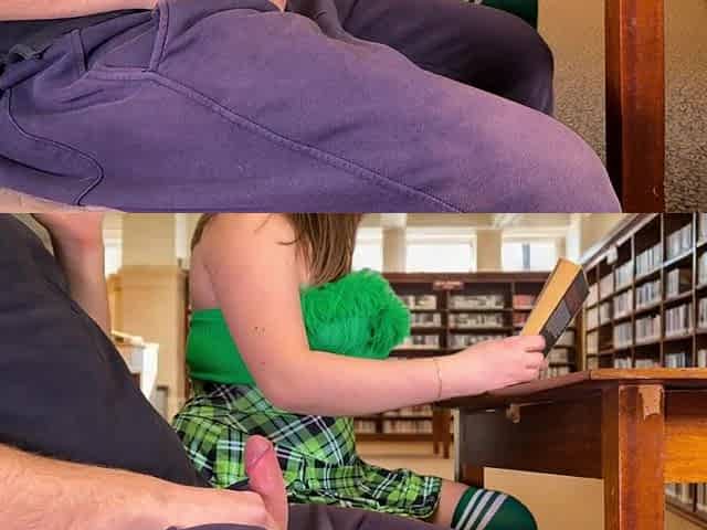 In a Library I'm Jerking off to a Stranger. We Almost Got Caught.