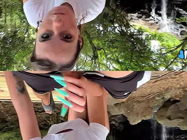 Steamy Public Oral by a Pretty Hotty at the Waterfall - Experience this Intensive Real Pair