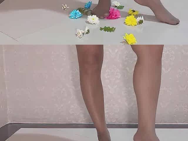Masturbating and peeing on flowers