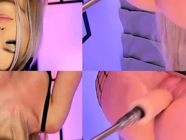 Hot Blonde Squirts Hard in Dual Cam View