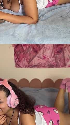 Chubby Girl Farts on Bed During Work Call