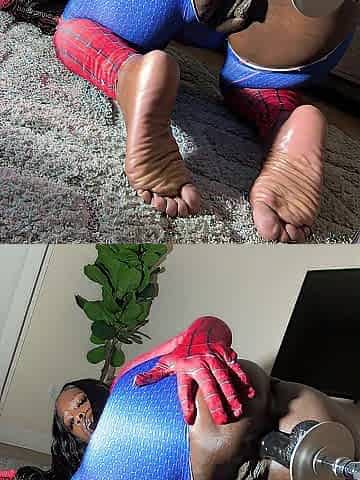 Spider woman taking cock in her dark hole and creamy chubby vagina