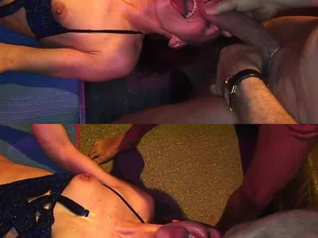 Mature Brunette Gangbanged by Throbbing Cocks Dripping Cum Everywhere
