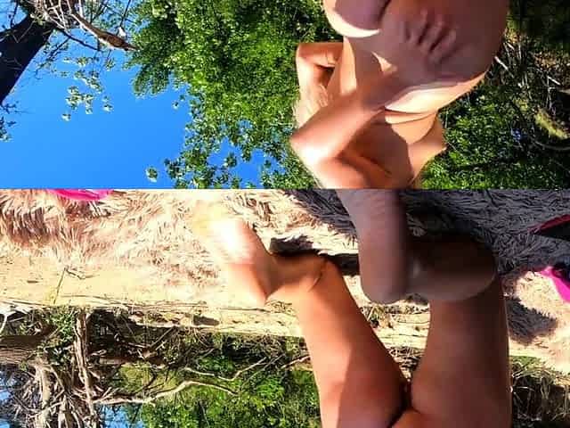 Naughty Russian Blonde Plays with Anal Toy on Beach