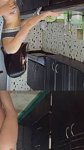 Sex in the Kitchen, Laura Fucks Her Friend's Boyfriend and Swallows His Cum