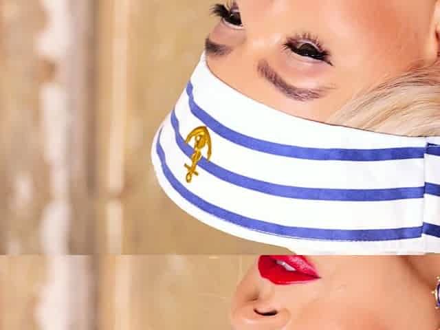 Hot blonde sailor enjoys hot posing