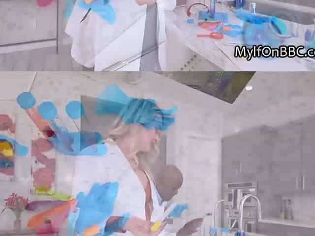 cougar scientist milks lab partners big black penis