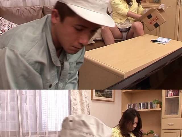 Riona Sakurai seduces a guy and lets him drill her hairy Asian cunt