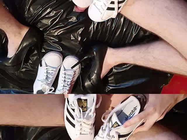 4K - Banging Adidas Superstars during the time that wearing High Heels (Double fetish)