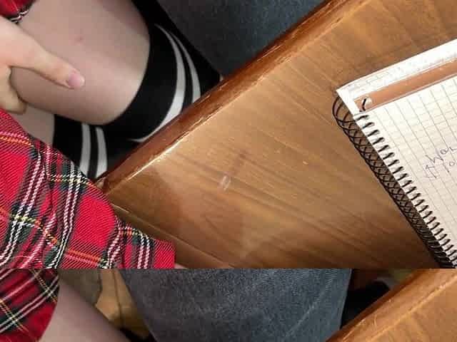 AFRESH SCHOOLGIRL TUGJOB CLASSMATE UNDERNEATH THE TABLE ON THE LESSON