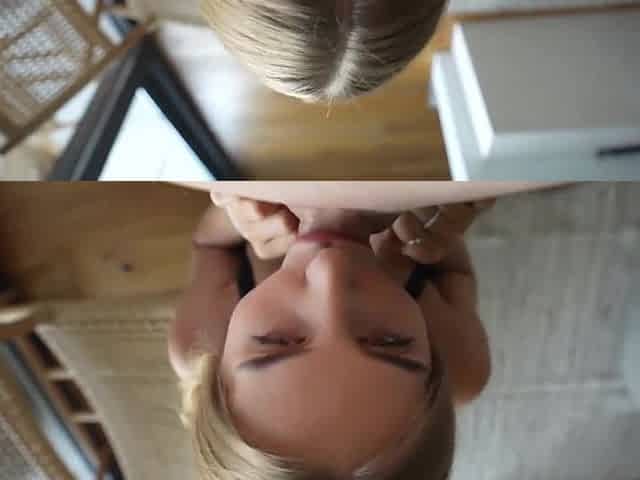 Beautiful inviting blond hair lady pounds and facial passionately