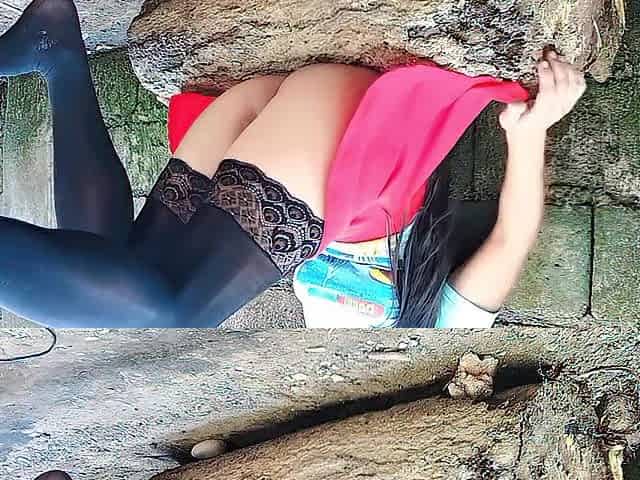 Pissing during relaxing at the backyard after my work