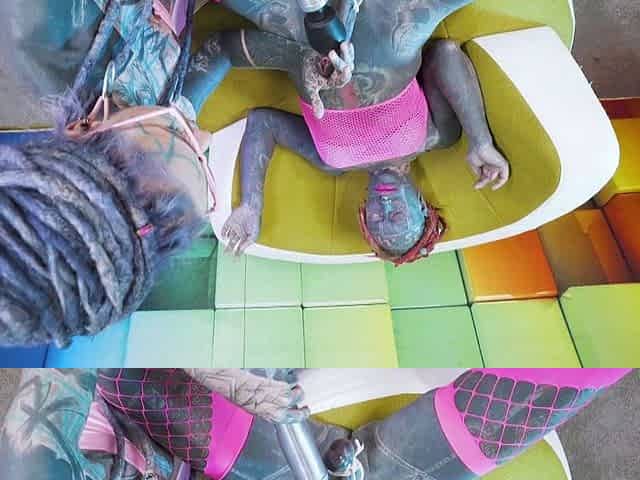Anuskatzz uses a jackhammer toy on Lily Lu's ass