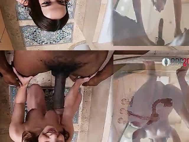 White Gal With Large Natural Melons Presses A Footlong BBC In Her Butt
