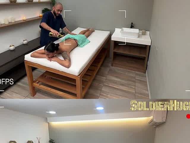 Cuckold Masseur Security Cam Creampie with His Young Wife