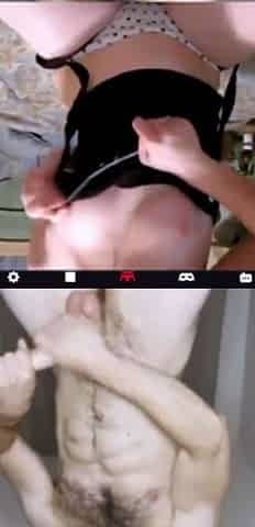 Brunette teen teasing and helping old man cum