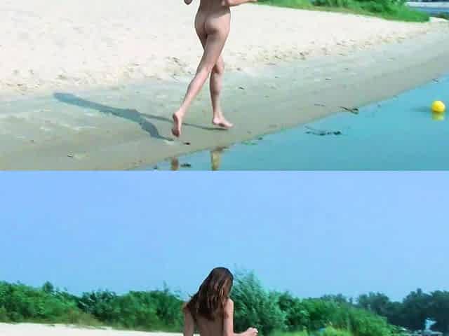 Hot young nudists secretly filmed having fun at the beach
