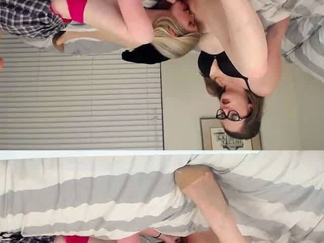 Blonde and Brunette Lesbians Share a Vibrator