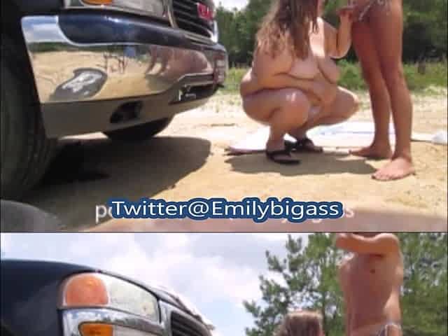 Wife Fucked Over Car on the Side of the Road Gets Creampie