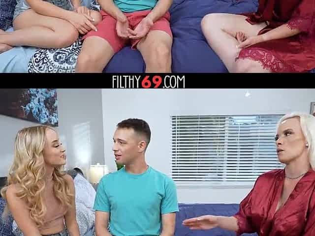 Sexy stepfamily three-way sex