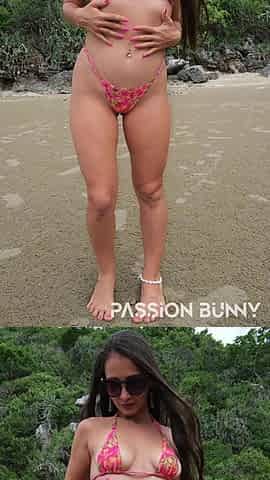 Sexy Mini Bikini Flashing on the Tropical Beach
