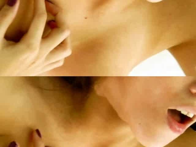 Horny brunette lesbian babe finger fucks